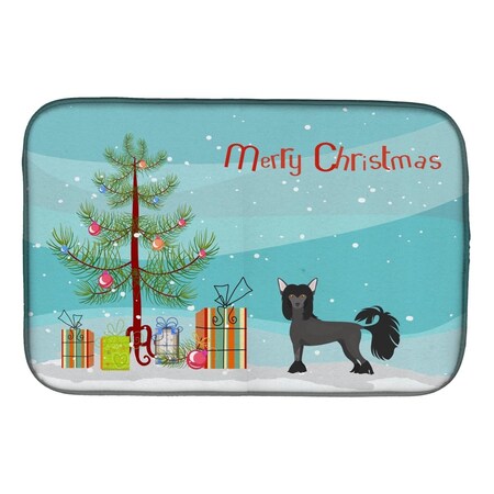 Carolines Treasures Chinese Crested Christmas Tree Dish Drying Mat CK3447DDM